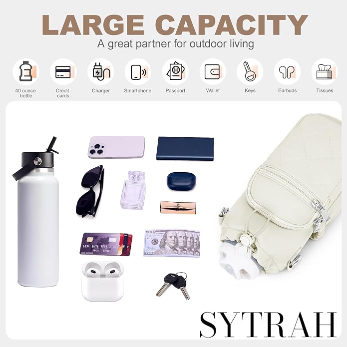 SYTRAH Water Bottle Carrier Bag with Strap, Water Bottle Purse with Phone Pocket 40oz for Walking Hiking