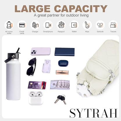 SYTRAH Water Bottle Carrier Bag with Strap, Water Bottle Purse with Phone Pocket 40oz for Walking Hiking