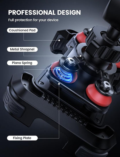 Lamicall Motorcycle Phone Mount Holder - [Dual Vibration Dampener] [Upgrade Handlebar Clip] Motorcycle Cell Phone Holder, Bike Phone Mount, for iPhone 16/15/14/13 Pro Max, 4.7-6.7" Phones. Red