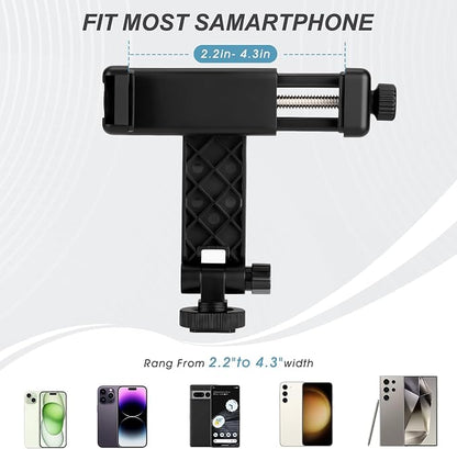 Universal Cell Phone Tripod Mount Adapter, Camera Hot Shoe Phone Holder Clamp with 360 Rotation Bracket 1/4" Screw Hole for Canon Nikon Sony DSLR iPhone Android