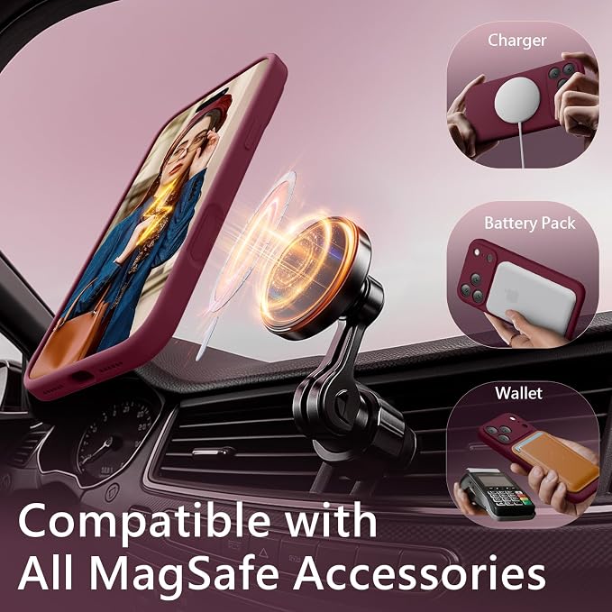 FireNova Magnetic for iPhone 17 Pro Max Case, Compatible with MagSafe, [Integrated Silicone Camera Control Button] [Camera Protection] Anti-Scratch Microfiber Lining Phone Case, 6.9", Plum