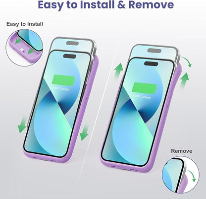 Battery Charging Case for iPhone 12Pro Max/13Pro Max/14Pro Max/14 Plus (6.7 Inch), Powerful 8600mAh Portable Rechargeable Charger Case for iPhone 14ProMax/14Plus/13Promax/12Promax Battery Case-Purple