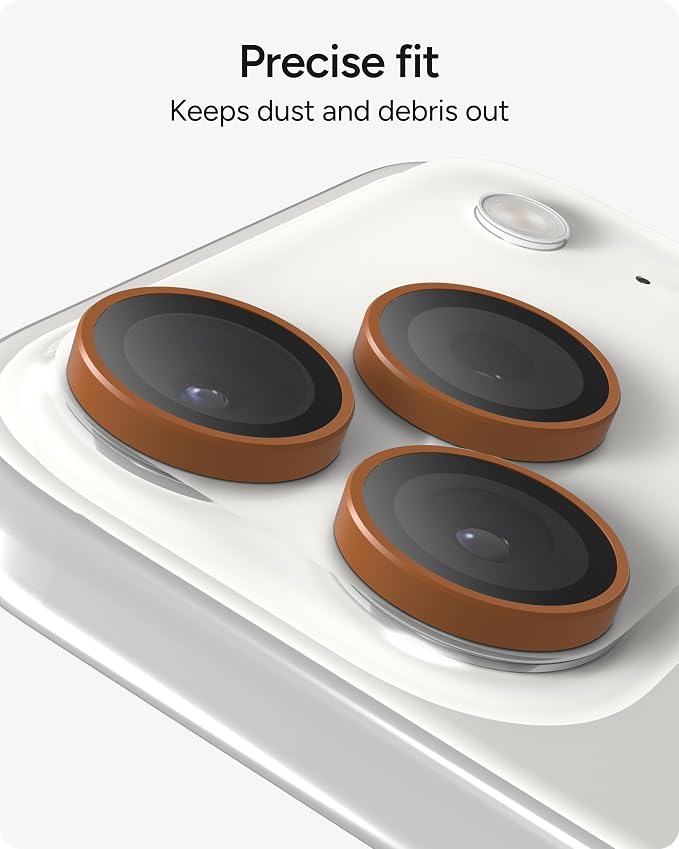 ZAGG iPhone Camera Lens Protector for iPhone 17/16/15 Pro and Pro Max Models - Orange, Camera Ring, Maximum Impact & Scratch Protection, Anti-Reflective Technology, Smudge-Resistant, Glass Elite