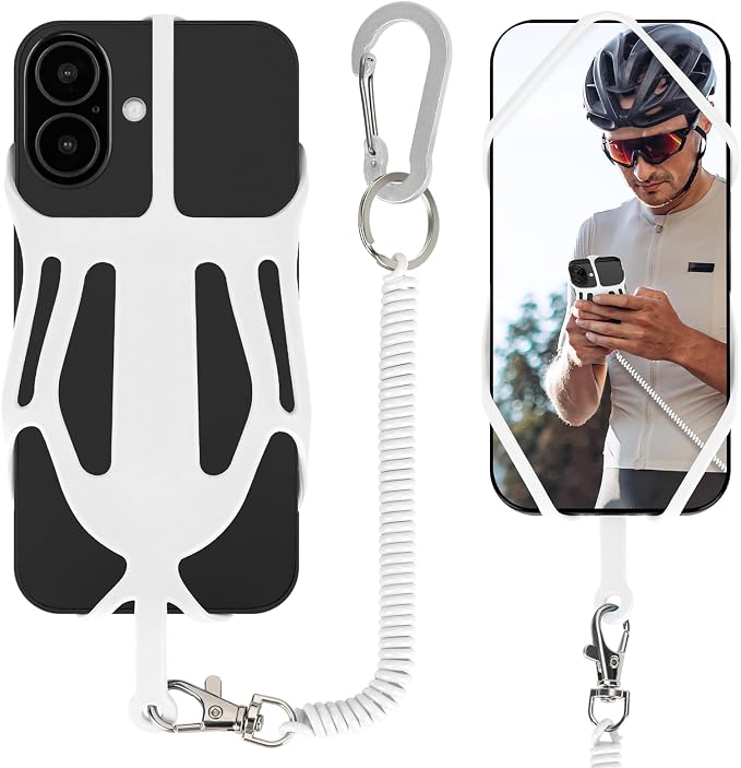 HOTEMIA Silicone Phone Lanyard Holder with Carabiner, Universal Phone Strap,Anti-Theft Phone Case with retractable tether