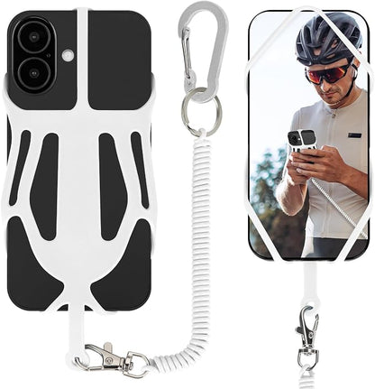 HOTEMIA Silicone Phone Lanyard Holder with Carabiner, Universal Phone Strap,Anti-Theft Phone Case with retractable tether