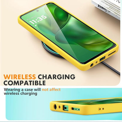 Case for Motorola Moto G Power (2025), 2 Pack Tempered Glass Screen Protectors, Soft TPU Silicone Shockproof Case-Yellow