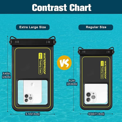 JOTO [IP68 Floatable Large Floating Waterproof Phone Pouch Up to 10", Underwater Phone Case Cellphone Dry Bag for iPhone 17 16 15 14 13 12 11 Pro Max Xs Max XR X 8 7 Plus SE/Galaxy S24 S23 S22 -Black