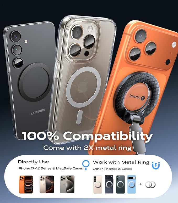 VICSEED 2026 Upgraded Car Phone Holder for Magsafe Car Mount [85 LBS Strongest Suction] Vacuum Magnetic Phone Holders for Your Car 360° Adjustable Car Phone Mount for iPhone 17 Pro Max 16 15 14 13 12