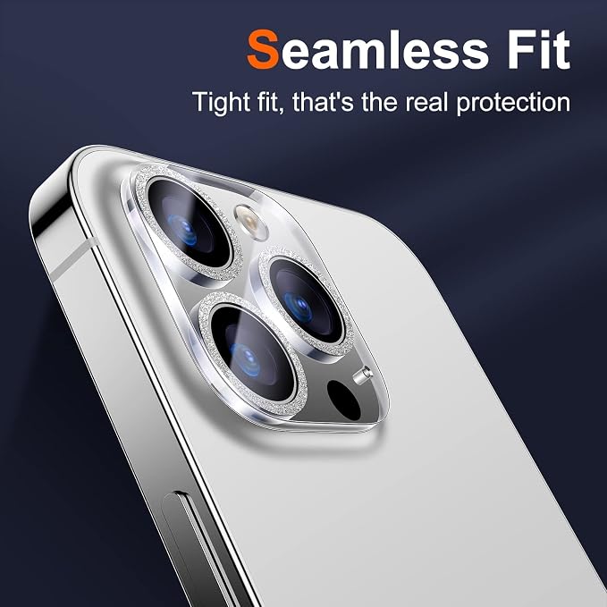 UniqueMe 3 Pack Compatible for iPhone 14 Pro Max/iPhone 14 Pro Camera Lens Protector,[[Scratch-Resistant] Case Friendly]- Silver