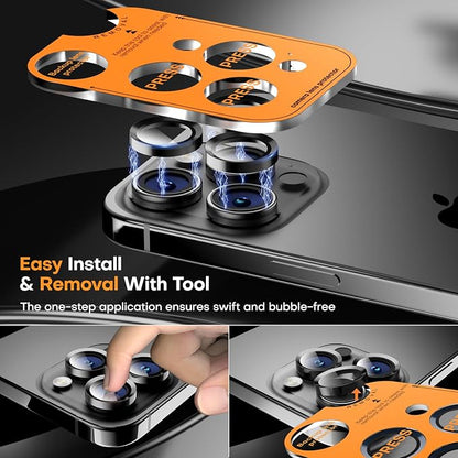 Camera Lens Protector for iPhone 17 Pro Max/17 Pro/16 Pro Max/16 Pro/15 Pro Max/15 Pro/14 Pro Max/14 Pro, Tempered Glass Metal Individual Camera Cover[Anti-drop] Case Friendly-Black Titanium