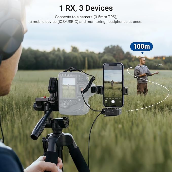 NEEWER CM26 Pro AI Wireless Microphone Compatible with iPhone Android Phone Camera PC, Lavalier Lapel Mic DSP/MCU Noise Cancellation Mute Gain Low Cut 48KHz/24Bit 88dB SNR 50H Battery 100m Range