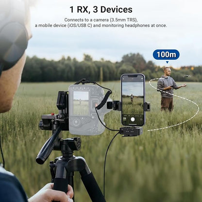 NEEWER CM26 Pro AI Wireless Microphone Compatible with iPhone Android Phone Camera PC, Lavalier Lapel Mic DSP/MCU Noise Cancellation Mute Gain Low Cut 48KHz/24Bit 88dB SNR 50H Battery 100m Range