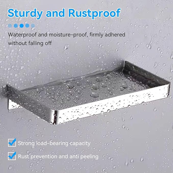 Cyrank Bathroom Cell Phone Shelf, Stainless Steel Wall Mount Toilet Phone Holder Bathroom Wall Shelf Small Floating Shelves Wipes Holder for Toilet