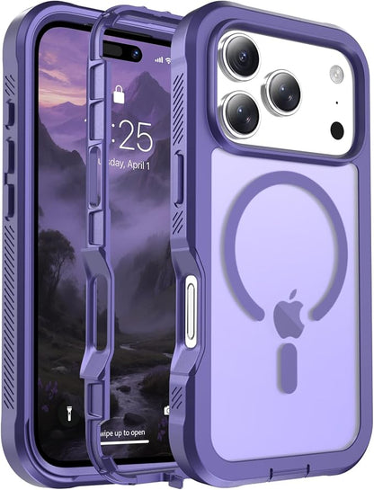 jaroco Magnetic for iPhone 17 Pro Case, [Compatible with MagSafe][Military Grade Drop Protection][Heavy Duty Protection][Non-Slip][Shockproof] 2-Layer Durable Bumper Phone Casee 6.3''-Dark Purple