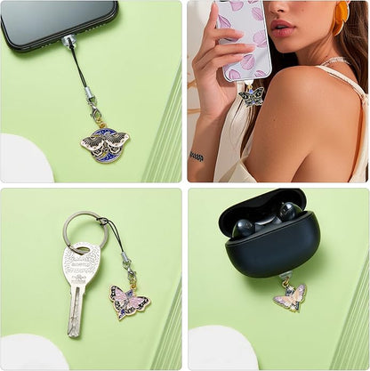 7-10Pcs Dust Plug Charm Type C with Alloy Pendants Cute Cell Phone Charms for Most Type C Phone,Readers Device