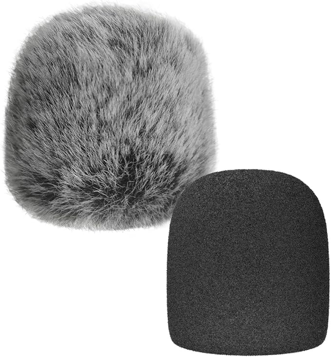 Cubilux Foam Cover & Furry Windscreen Pack Compatible with Shure SM57 Microphone, MIC Wind Muff, Windshield, Dead Cat, Pop Filter,Muff Windshield Windjammer Deadcat for Shure SM57 Microphone