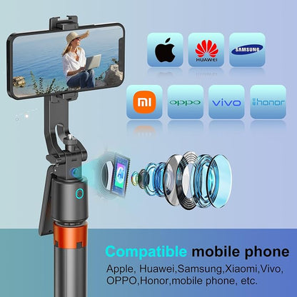 70" Auto Face Tracking Phone Tripod 360 Rotation,No App Required，Phone Tripod for w/Fill Light and Remote Control, Smart Shooting Stand for Vlog/TIK Tok Live Streaming YouTube Video Record