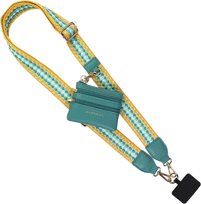 Save the Girls Original Clip and Go Phone Strap Pattern - Crossbody Phone Strap Chain with Zipper Wallet Pouch