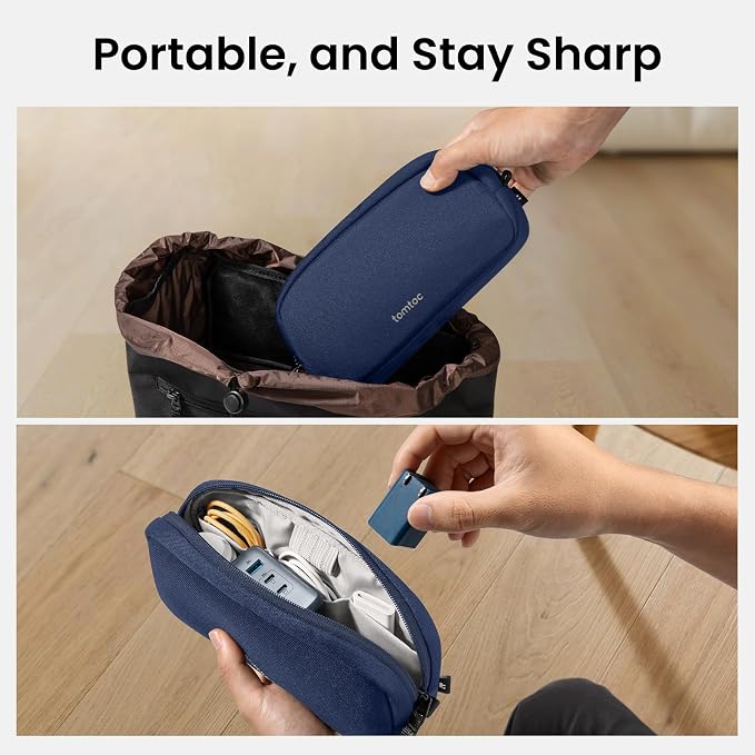 tomtoc Electronics Organizer Travel Case, Cable Organizer for Essentials | Water Resistant Tech Pouch Accessories Travel Bag Carry Storage for Cord, Phone, Cables, Airpods, USB Drive, Daily Items