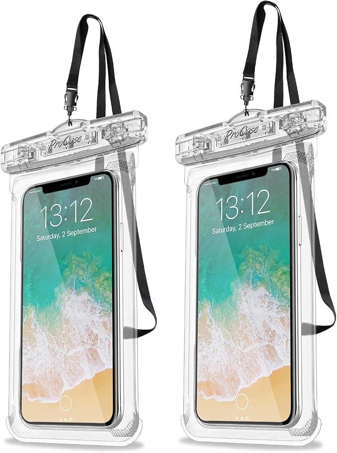 ProCase 2 Pack Waterproof Phone Pouch, Underwater Phone Case Up to 7", Dry Bag for iPhone 17 Air 16 15 14 13 Pro Plus Max, Galaxy S24 S23 S22 Ultra Pixel, Beach Essentials -Clear