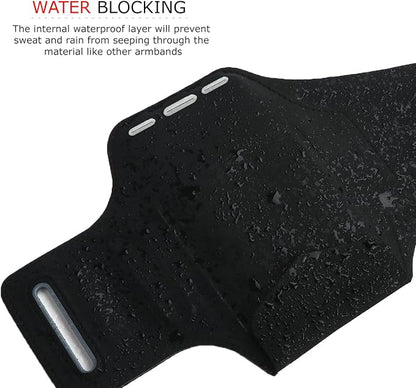 RevereSport Compatible iPhone 12 Pro Waterproof Running Armband with Extra Pockets for Keys, Cash and Credit Cards. Phone Arm Holder for Sports, Gym Workouts and Exercise Black