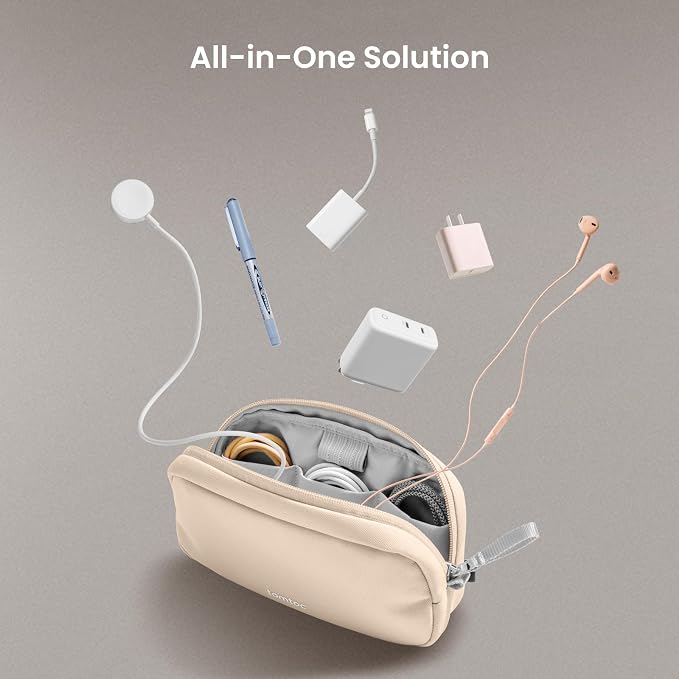 tomtoc Electronics Organizer Travel Case, Cable Organizer for Essentials | Water Resistant Tech Pouch Accessories Travel Bag Carry Storage for Cord, Phone, Cables, Airpods, USB Drive, Daily Items