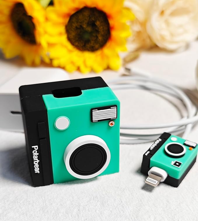 Cute Protective Case Compatible with Apple 20W USB-C Adapter Charger, 3D Cartoon Protective Cover, Cable Protector Sleeve for iPhone Charger (Camera)