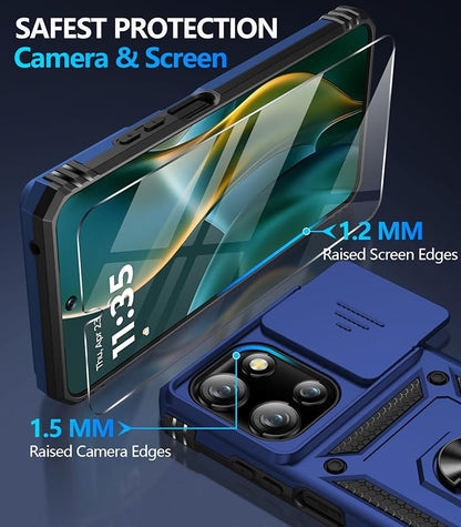 Taisairu for Motorola Moto G 2025/G 2026/G Play 2026 Case with Screen Protector & Slide Camera Lens Cover, Built-in Ring Stand Case for Moto G 2026/G 2025/G Play 2026 (Blue)