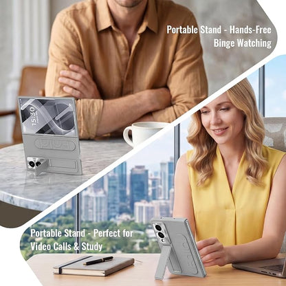 for Samsung Galaxy Z Fold 8 Case with Wristband Stand, Built-in Screen & Lens Protection Shockproof Full Body Drop Fall Protection.(Grey)