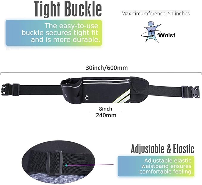 Waterproof Running Belt Water Bottle Waist Pack,Sport Pouch Fanny Pack for Men Women Runners Waist Bag,Hybration Workout Running Phone Holder for iPhone 15 14 13 12 11 Pro Max Xs Xr X 8 7 Plus Galaxy