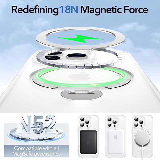Anqrp 360° All-in-ONE Stand Case for iPhone 16 Pro with Rotatable Magnetic Kickstand Ring Holder, Compatible with MagSafe, MIL-Grade Shockproof iPhone 16 Pro Phone Case Cover 6.3" Mist Matte Clear