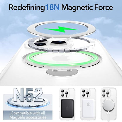 Anqrp 360° All-in-ONE Stand Case for iPhone 16 Pro with Rotatable Magnetic Kickstand Ring Holder, Compatible with MagSafe, MIL-Grade Shockproof iPhone 16 Pro Phone Case Cover 6.3" Mist Matte Clear