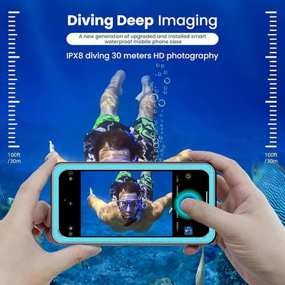 Waterproof Phone Case,IPX8 Phone Protection with Ideal for Snorkeling,Diving,and Water Activities,Suitable for iPhone,Samsung,Motorola,and All Series of Phones with Screens Below 6.9 in (Cyan)