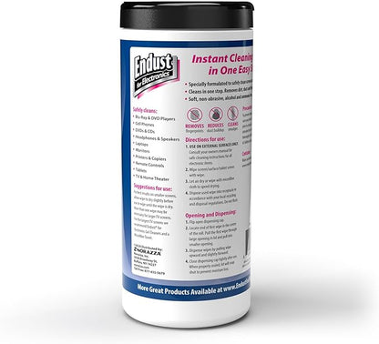 Endust For Electronics Screen Cleaner Wipes, Electronics Surface Cleaning Wipes, For Tablet, E-Reader, Monitor, Laptop, Phone, TV, GPS, Pre-Moistened, Alcohol & Ammonia Free, 140 Count (Pack of 2) (11506+12596)