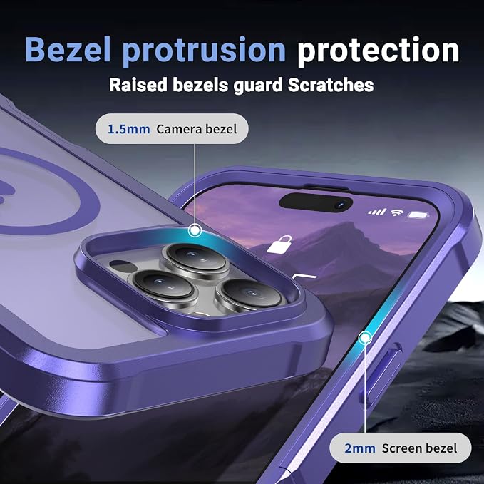 jaroco Magnetic for iPhone 16 Pro Max Case, [Compatible with MagSafe][Military Grade Drop Protection][Heavy Duty Protection][Non-Slip][Shockproof] 2-Layer Durable Bumper Phone Case 6.9''-Dark Purple