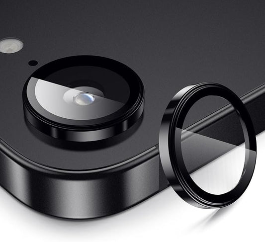 AFARER for iPhone 16e 2025 Camera Lens Protector, Individual Metal Ring Tempered Glass Lens Cover[9H Hardness][Anti-Shatter] Thin HD Camera Clear Cover, 1 Set-Black