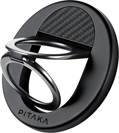 PITAKA MagSafe Phone Grip, 360 Degree Rotation Magnetic Phone Grip Compatible with iPhone 17/16/15/14/13/12 [MagEZ Grip 3, Black]