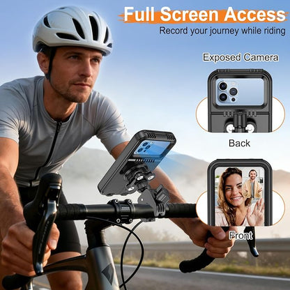 HUANLANG Motorcycle Phone Mount Anti Vibration, Waterproof Bike Phone Mount for Bicycles, Scooters, ATVs,[Dual Vibration Dampener][Upgraded Handlebar Clip] Motorcycle Phone Holder for 4-7" Cell Phones