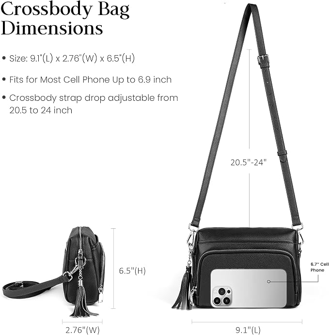 befen Genuine Leather Crossbody Purses for Women Small Crossbody Bags Purse with Built in RFID Blocking Wallet