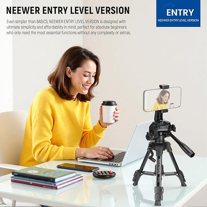 NEEWER ENTRY LEVEL VERSION Mini Desk Tripod for Camera, Small Compact Portable DSLR Camcorder Webcam Stand, 3 Way Pan Tilt Head Cell Phone Holder Mount Compatible with iPhone for Video Recording, TP52