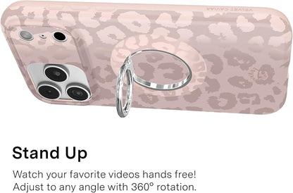 VELVET CAVIAR Compatible with MagSafe Phone Grip 2.0 | Cute Magnetic Ring Holder | Finger Loop Kickstand | Pop On Accessory for iPhone 17, 16, 15, 14, 13, 12 | Nude Leopard