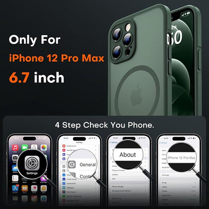 TOCOL for iPhone 12 Pro Max Case, Compatible with Magsafe Charger, Full Camera Protection, Translucent Matte for iPhone 12 Pro Max iPhone Case 6.7 inch (Alpine Green)