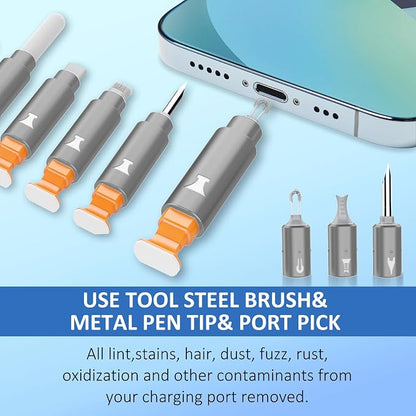 Ordilend for iPhone Cleaning Kit for Charging Port Cleaner, Multi-Tool iPhone Cleaner Repair Lightning Cable, Cell Phone Cleaning Kit for iPad, Connector, Speaker, Airpod with Storage Case, Grey