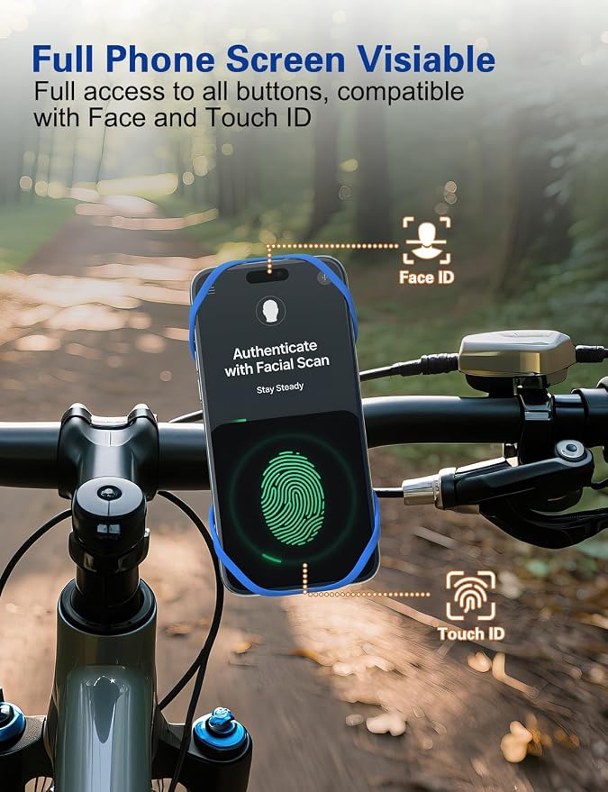 Detachable Bike Phone Mount, Universal Bicycle Phone Holder- 360° Rotatable, Silicone Bicycle Phone Holder for 16 Pro Max / 15, S10 and More 4.7-6.8" Phone, Blue