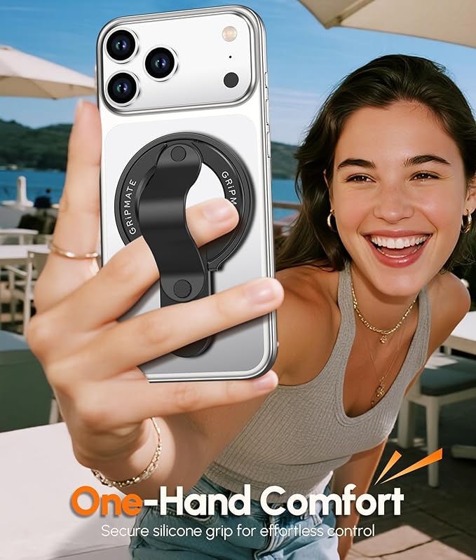 2nd Gen for Magsafe Phone Grip for iPhone - Strong Dual-Sided Magnetic Phone Ring Holder - Detachable, Comfortable Finger Loop Stand for iPhone 17 Pro Max 16 15/14/13/12 Series (Black)