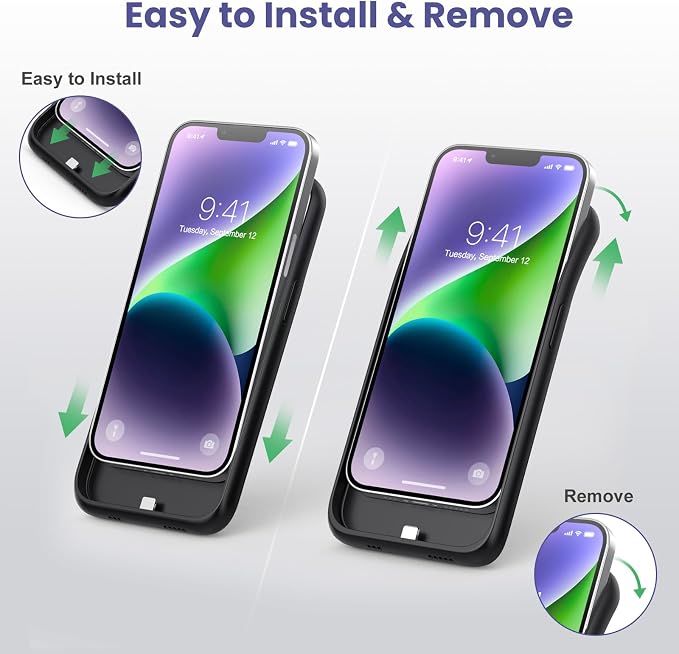 Pxwaxpy Battery Case for iPhone 14/13/13 Pro (6.1 Inch), [2024 Upgraded] Ultra-Slim 7500mAh Portable Extended Charger Case Cover for iPhone 14, iPhone 13, iPhone 13Pro Charging Case (Black)