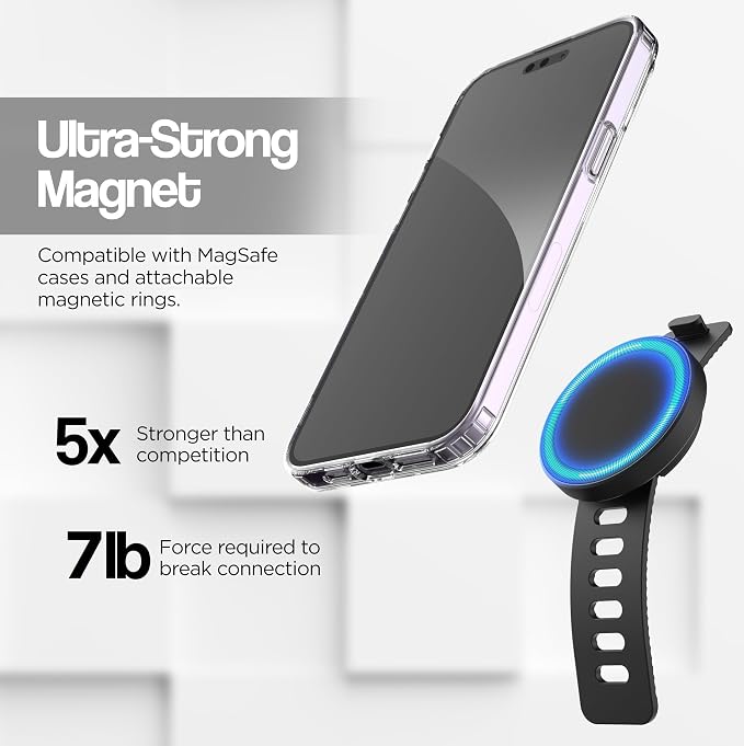 ENCASED Grip-X Magnetic Bar Mount, Compatible with MagSafe - Phone Holder for Gym, Home Fitness Bikes, Workout Equipment, Stroller and Cart Handlebars (iPhone 17, iPhone 16, 15, 14, 13 Series)