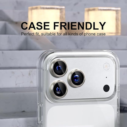 Choiche Compatible for iPhone 17 Pro/iPhone 17 Pro Max Camera Lens Protector, 9H Tempered Glass Camera Cover Screen Protector Metal Ring Decoration Accessories (Titanium Natural)