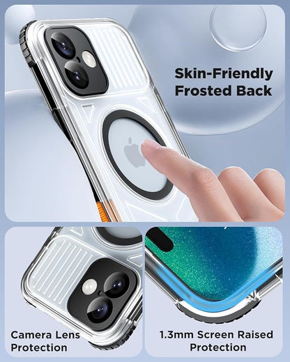 for iPhone 16 Waterproof Case with Magsafe, Built-in [Camera & Screen Protector] [Lanyard], IP68 Water Proof Full Body Dustproof Heavy Duty Frosted Protective Phone Cover, 6.1" Black