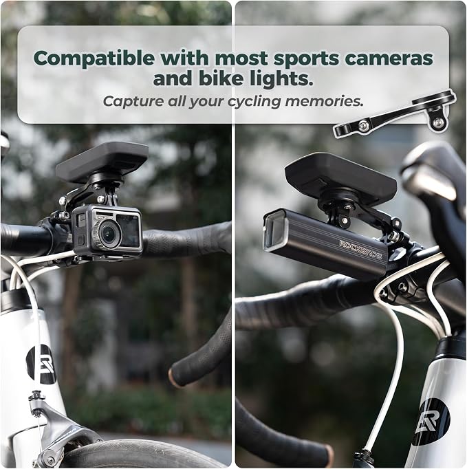 ROCKBROS Bike Computer Mount Out-Front Aluminum Integrated Bicycle Cycling Computer Mount Compatible with Garmin, Bryton, Go Pro